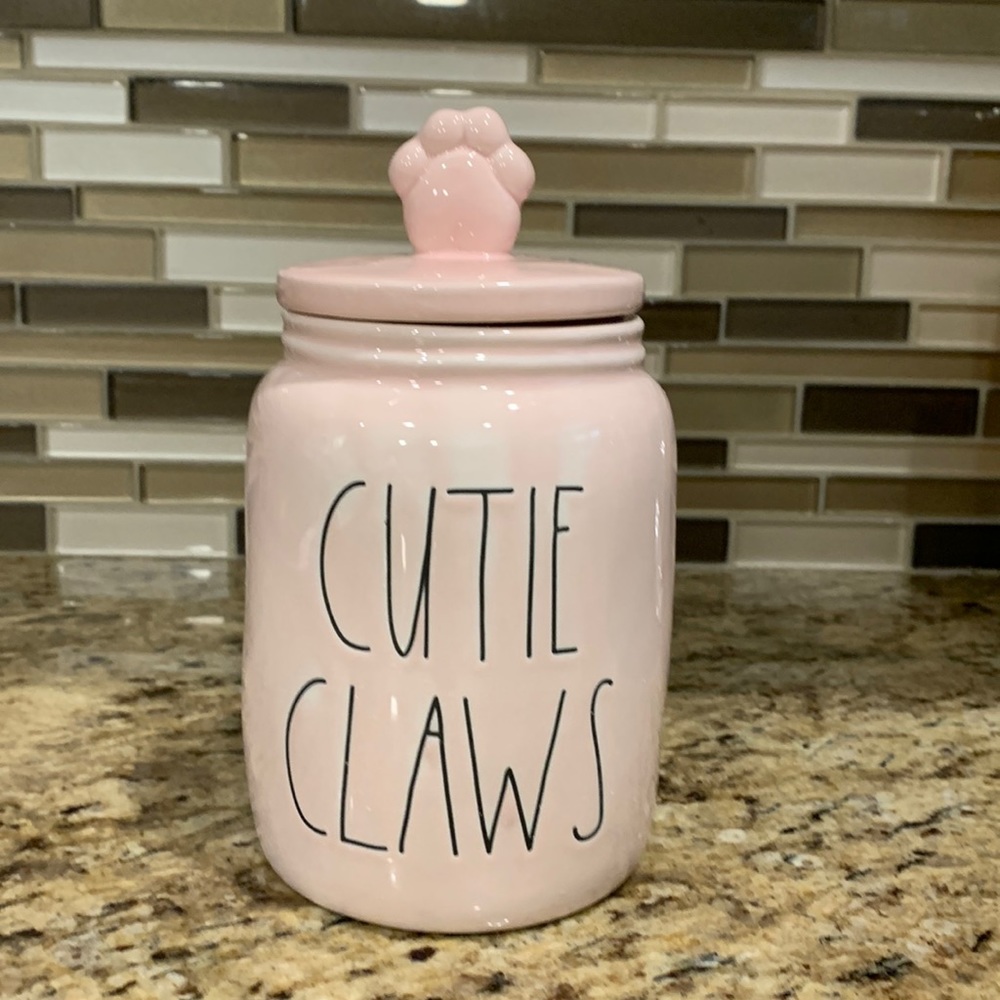 Rae Dunn Dog treat canister pink
